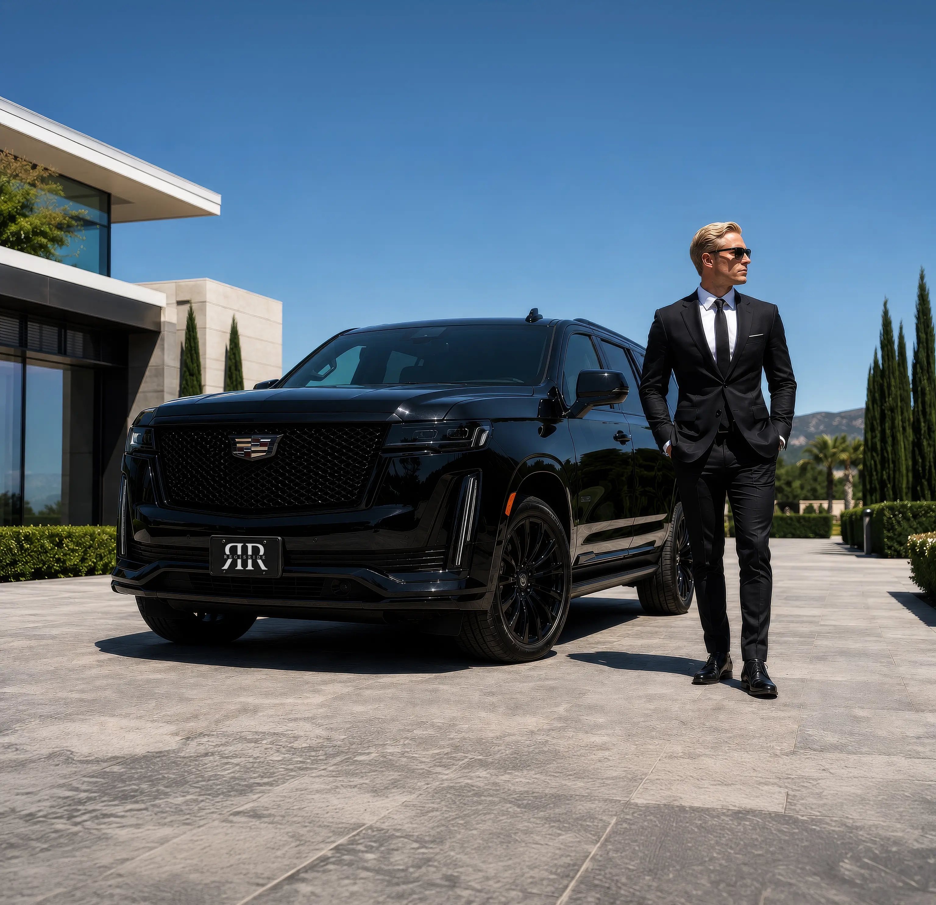 Luxury chauffeur sedan on a city to city route